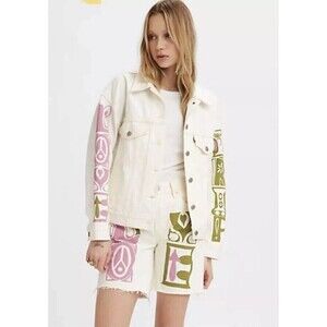 Levis 90s Sz Small Crazy Leg Love Trip Trucker Jean Jacket NEW $128 Free People